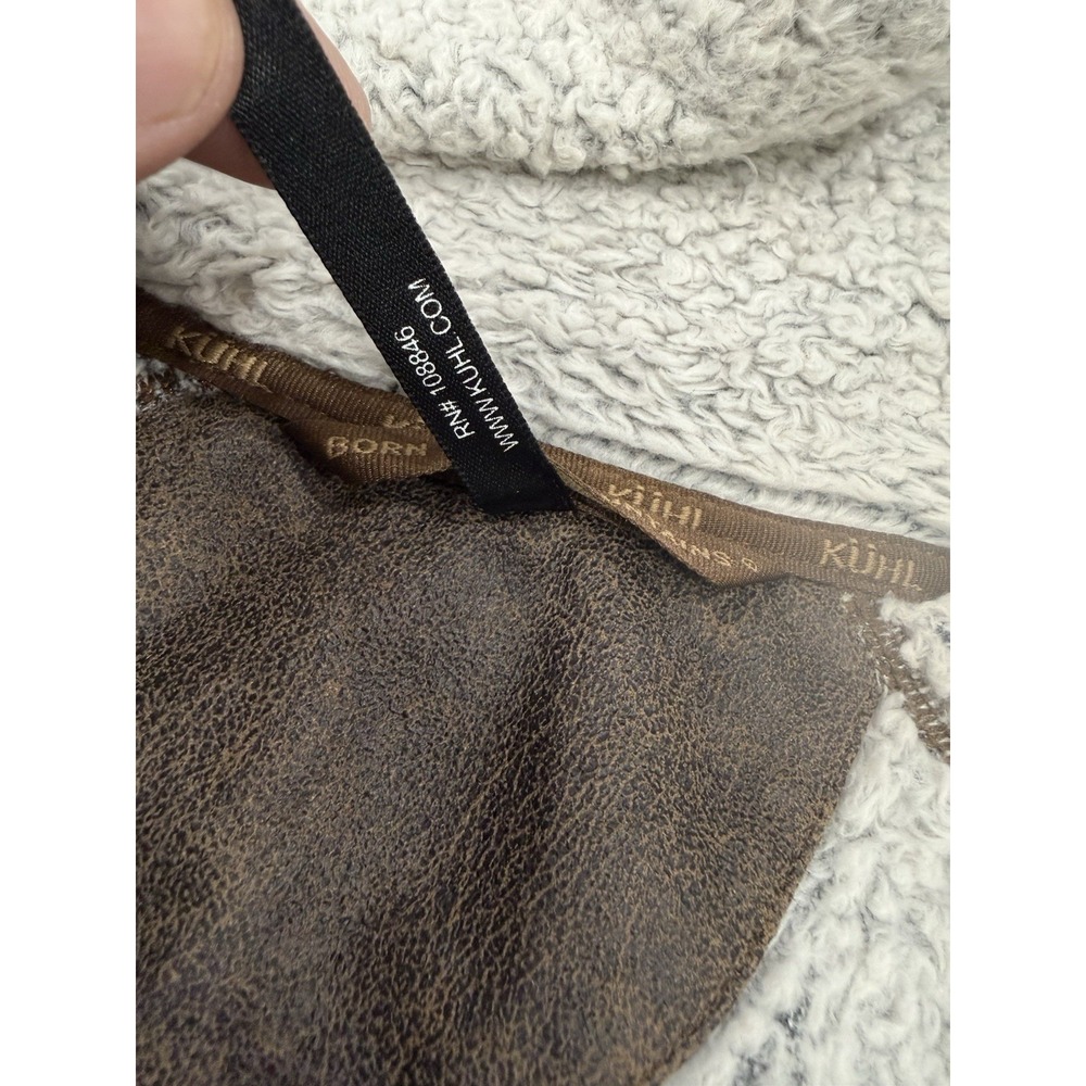Kuhl Jacket Women XS Flight Sherpa Fleece Beige Oatmeal Fleece Hooded Full Zip - Picture 4 of 11